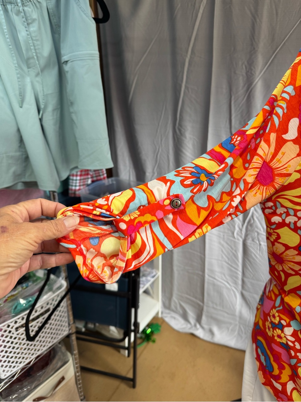 Dear Scarlett Plus size Orange Floral Tunic with Pink, Yellow & Blue Accents - Picture 3 of 5